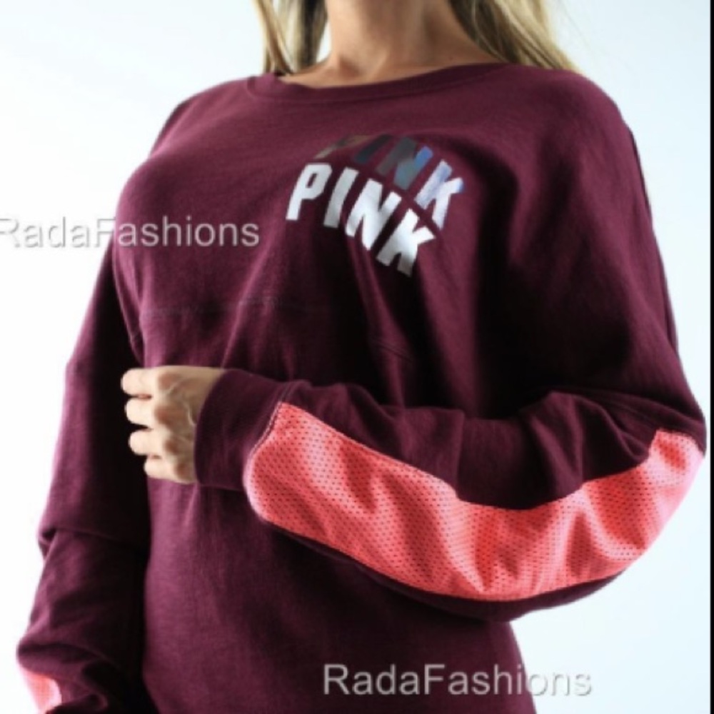 PINK VS Plum Tunic Crew Oversize Varsity Sweatshirt | XS